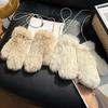 Winter Women Real Rabbit Fur Gloves Natural Thick Style Rabbit Fur Mittens Outdoor Girls Keep Warm Hand Knitted Fur Glove