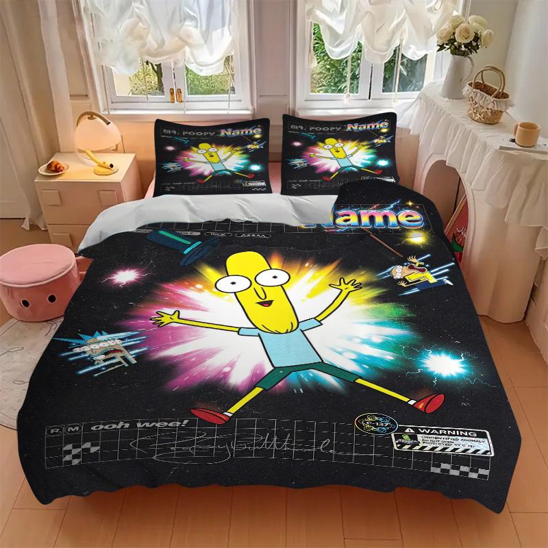Custom Name Space Cartoon Bedding 3 Piece Set HD Print Duvet Cover Pillowcases for Teens Adult Bedroom Decoration Christmas Gift