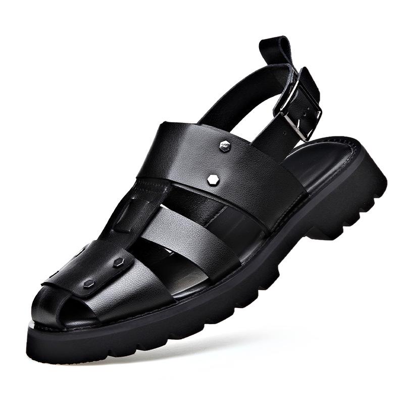 Men`s Trendy Retro Leather Slip-on Sandals