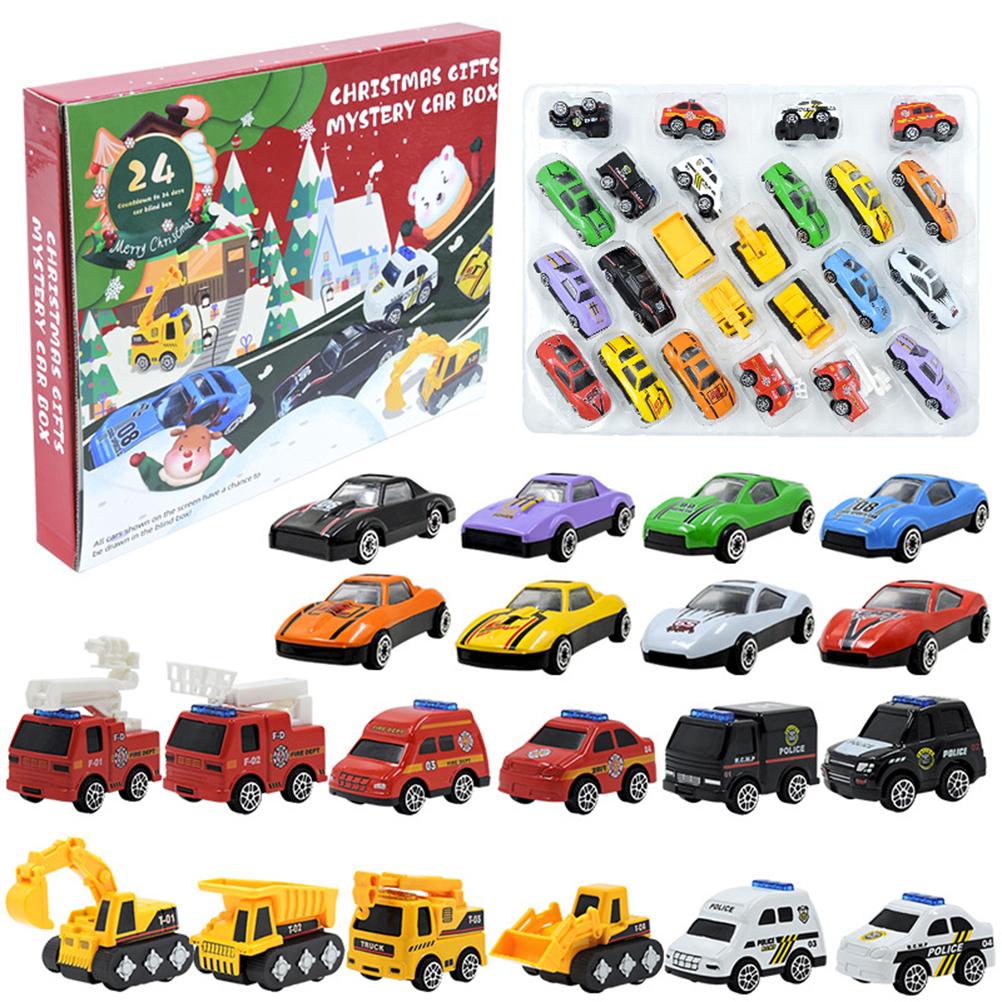 Christmas Advent Calendar 24 Days Countdown Calendar Toys Pull Back Cars Vehicles for Kids Party