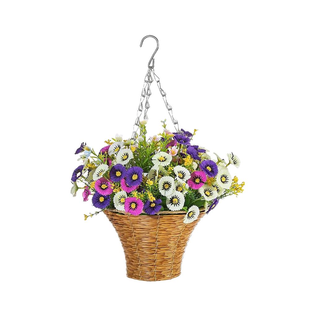 New Artificial Hanging Flowers In Basket Silk Fake Flowers Chain Hanging Basket Flowerpot Wedding Home Party DIY Decoration