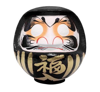 Daruma de Takasaki Taille Bonne Figurine/Objet, Noir, 6, 20x19x22cm, Chance, HKDM-6-BK-3