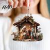 Festive Party Decor Christmas Pendant Ornament Jesus Family Prayer Scene Bright Fine Workmanship Colored Religious Symbol Nativity for Home