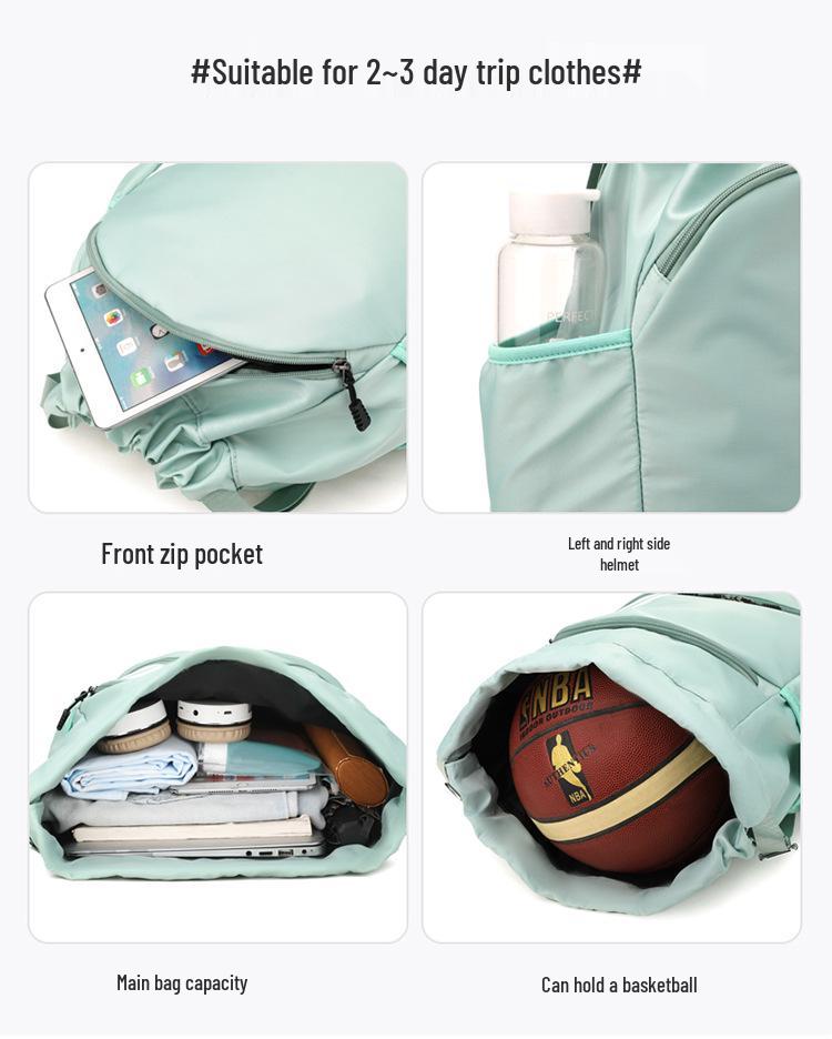 Women's Large Capacity Sports Drawstring Backpack with Shoe Compartment - Ideal for Basketball, Football, and Gym Use