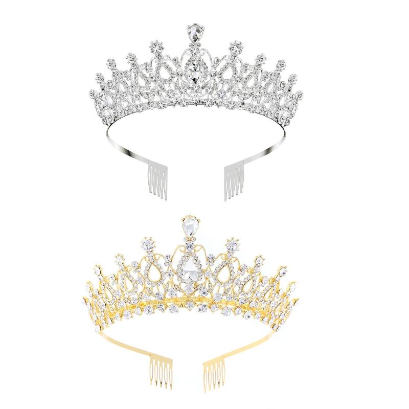 Couronnes et Tiaras en Cristal Couronne de Princesse Tiaras de Mariage pour la Mariée avec Peigne Bandeau Strass Tiare de Reine