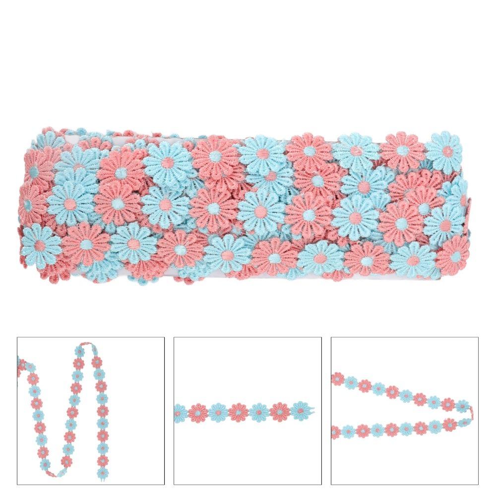 Wide Edge Design Lace Fabric Ribbon Embroidered Floral Pattern Daisy Lace Trim  Wedding Decorations