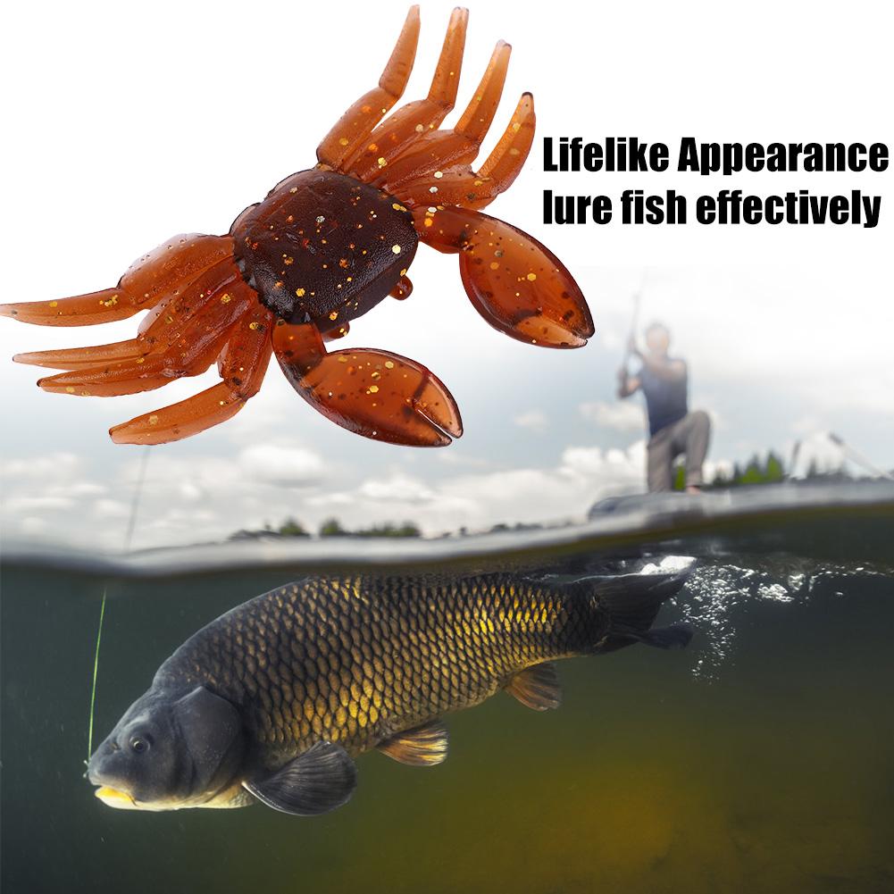 10 ks Umělá plastová měkká nástraha krab 3D simulace návnada pro sladkovodní rybolov (Hnědý)