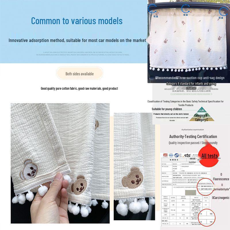 Baby Car Sunshade with Privacy Curtain & Magnetic Heat Insulation