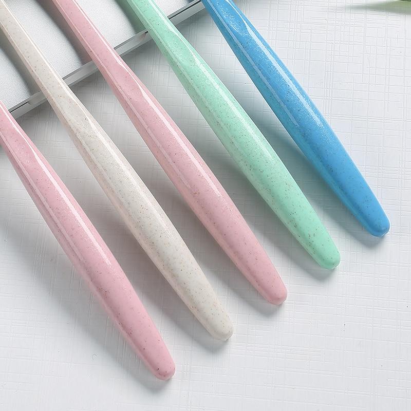 Cross Border 10 PCs Wheat Straw Toothbrush Adult Soft Bamboo Charcoal Binchoutan Unisex Household Family Pack