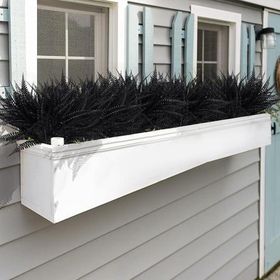 4 stk/sett kunstig bregne 7 gren UV-bestandig Hjemmekontor Bryllup Faux Grønt Plastplanter Innendørs Utendørs Hage Hage Hage Dekorasjon Fotorekvisitter