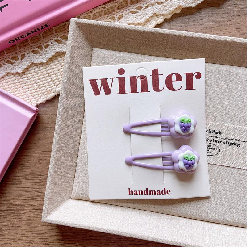 2pcs/set Cute Fruit Hair Clip for Kids Strawberry Hairclip Girls Elastic Hair Tie Baby Small Hair Rubber Bands Kawaii Hairpin