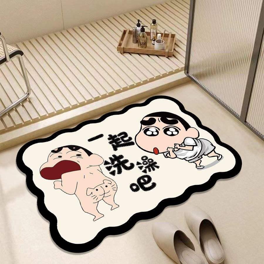 Crayon Shin-chan Quick-Dry Bathroom Diatomite Floor Mat - Non-Slip Absorbent Foot Pad