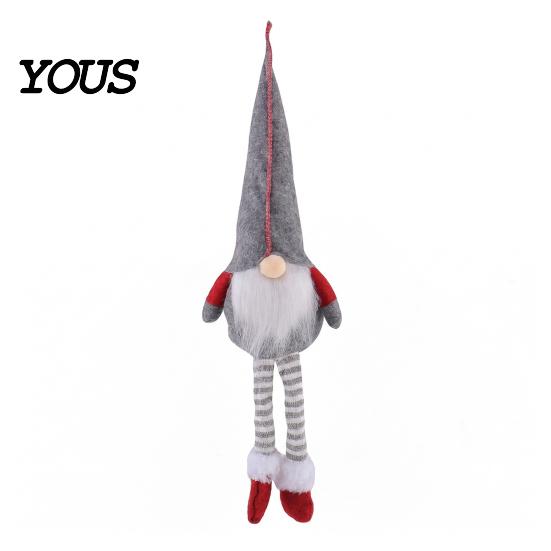Festive Home Decor Plush Christmas Gnome Doll Decoration, Long Leg Soft Swedish Figurine, Holiday Stuffed Elf Dwarf Ornament for Tiered Tray Tabletop