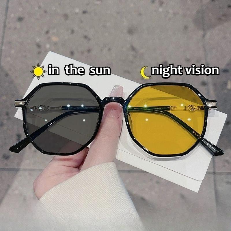 Night Vision Color Changing Day and Night Myopia Glasses Photochromic Myopia Glasses Driving-Specific UV Protection Anti-Glare Night Vision Eyewear