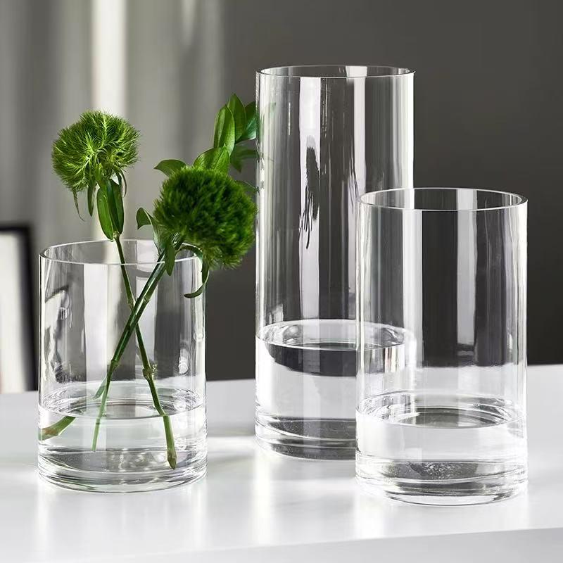 Transparent Glass Flower Vase & Hydroponic Container - Floor Ornament