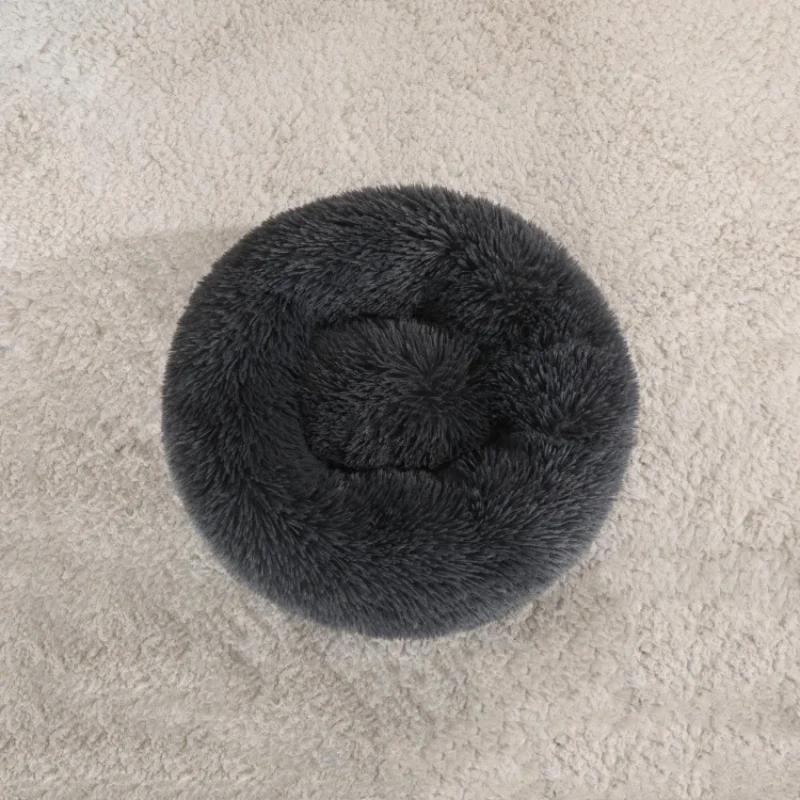40-100cm Round Cat Bed Pet Bed Kennel Non-Slip Winter Warm Dog Kennel Sleeping Long Plush Soft Puppy Cushion Mat Cat Supplies