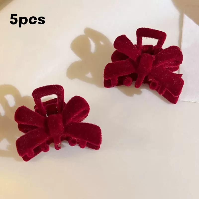 

5pcs New Velvet Bow Princess Head Grab Clip Black Headwear Side Clip Hairpin Trumpet Bangs Hair Clip Women Girls 5PCS