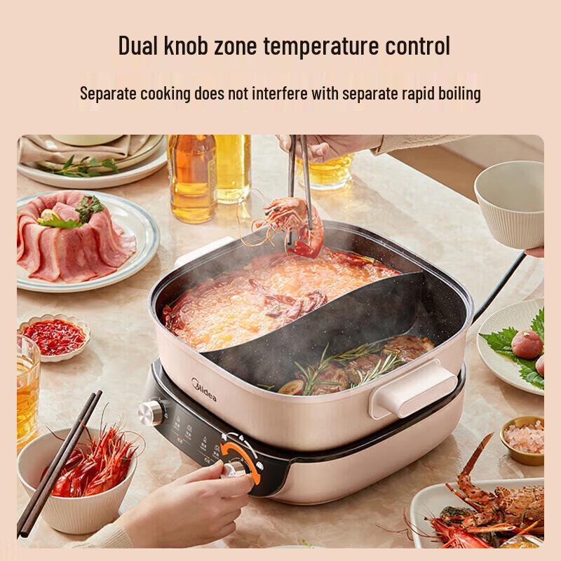 Midea 6.5L Multi-function Divided Electric Hot Pot CN plug (adapter included)