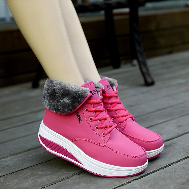 High Quality New Winter Fashion Women Ankle Boots Increase Fur Leather Shoes Casual Sport Outdoor Shoes Size 35-40