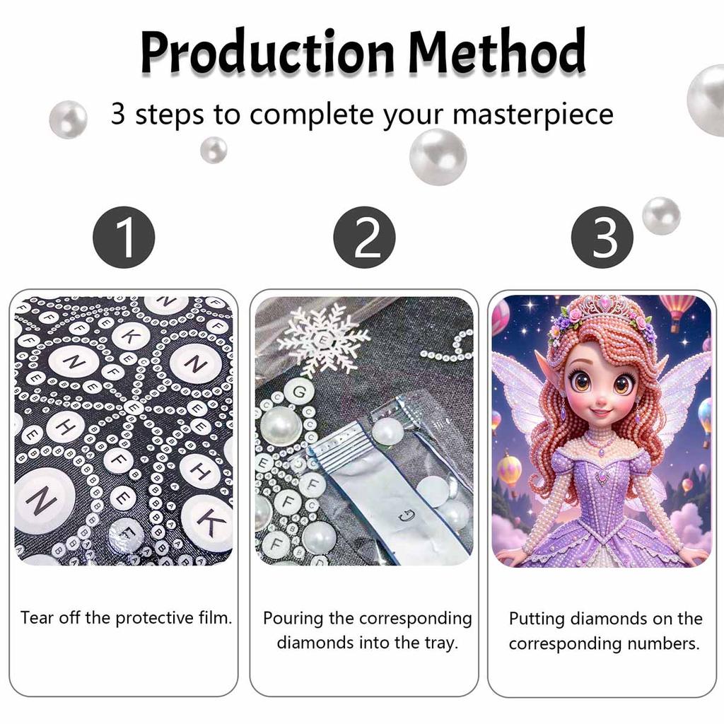 Disney fairy pearl painting handmade diy pearl art painting simple living room hanging painting decoration