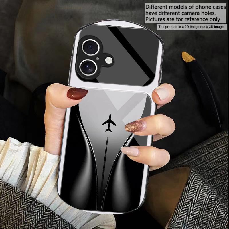 Aircraft in gradual flight For iPhone 17 16 15 14 Pro 13 Plus 12 mini 11 Pro Max XR X S 7 8 Elliptical Tempered Glass Phone Case