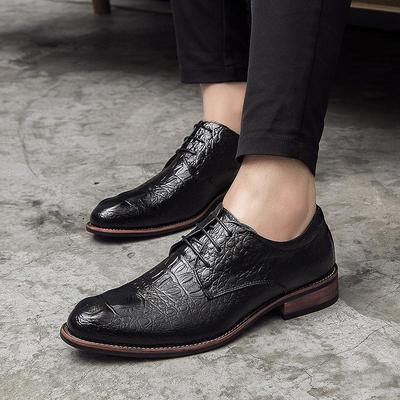 2025 Men's Crocodile Pattern Leather Shoes - Business Korean British Style, Formal Fashion for Youth & Weddings