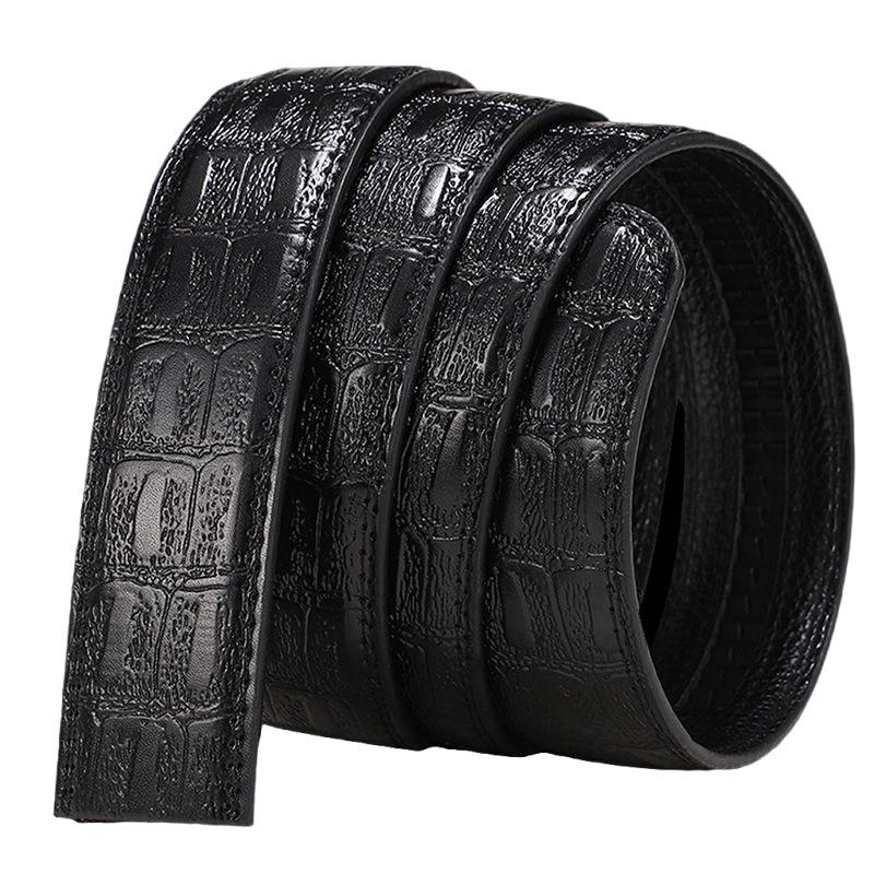 Men's Headless Crocodile Pattern Automatic Buckle Casual Belt with Fishbone Design