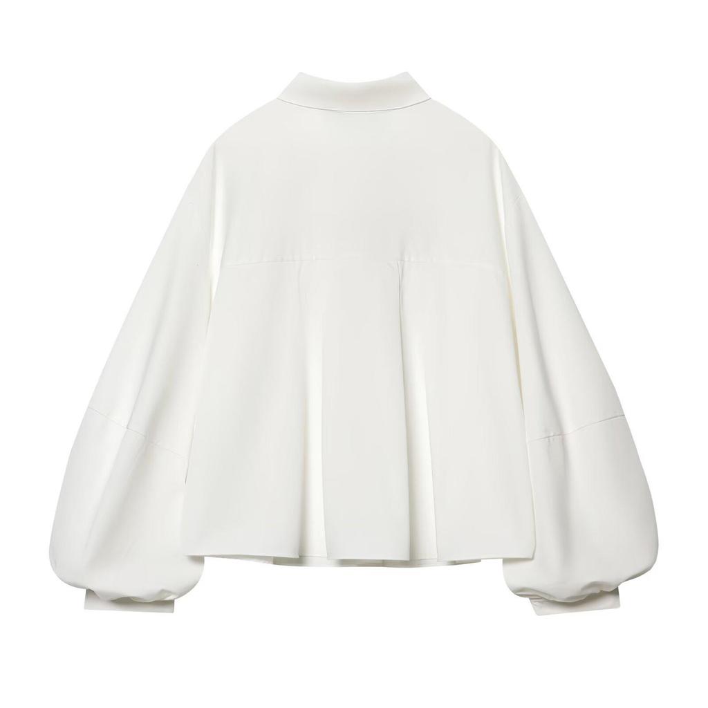 TAOP&ZA Women's Korean Style Puff Sleeve Poplin Shirt - 2026 Spring Collection