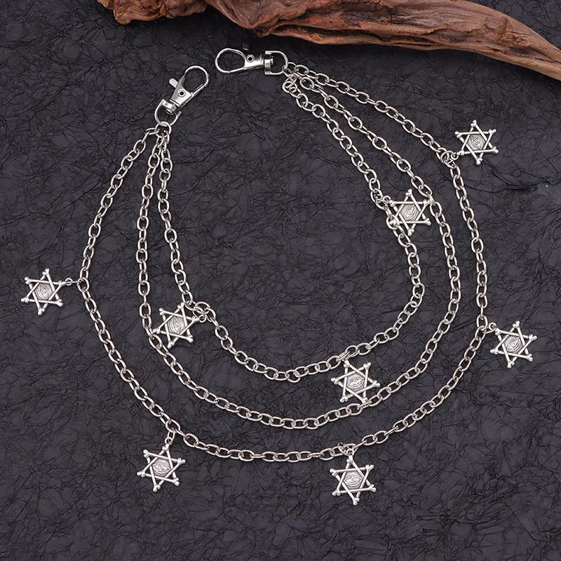 שרשרת מותן היפ-הופ פאנק רחוב לנשים גברים גותי שרשרת מותן למכנסיים רב-שכבתית שרשרת מכנסיים רב-תכליתית שרשרת מותן למכנסיים ג'ינס