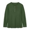 Damen Locker Geschnittenes Einfarbiges Knopfleisten Langarm Rundhals Pullover Strickpullover Top