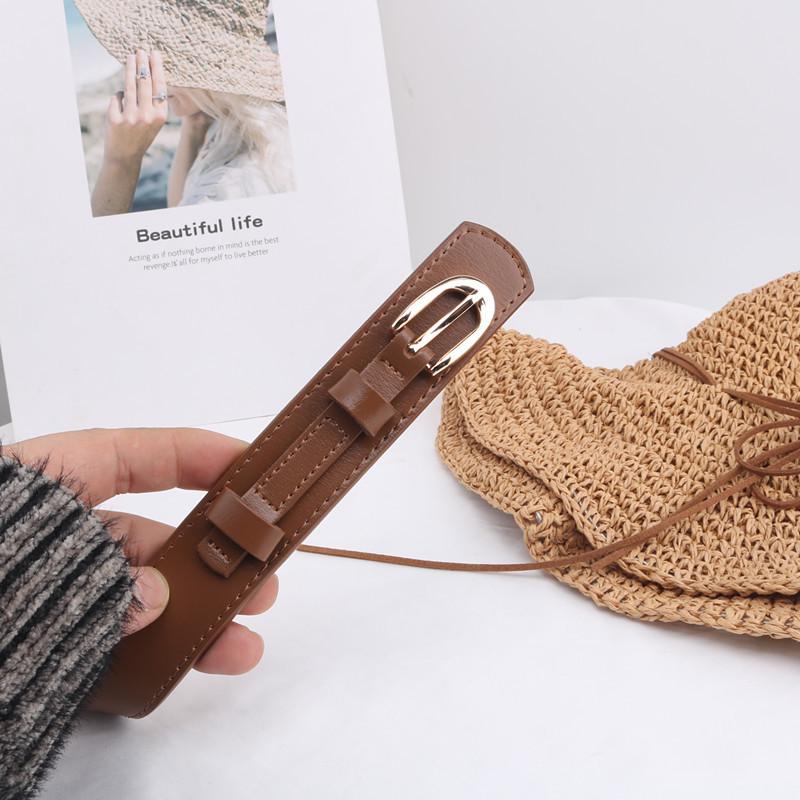 Women's Genuine Leather Oval Pin Buckle Belt for Dresses and Coats