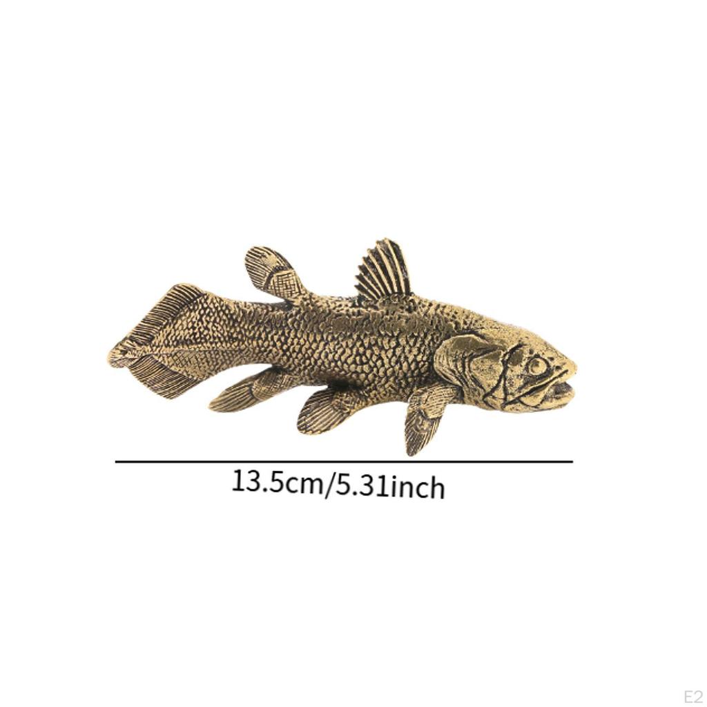 Brass Fish Statue Wealth Decor Tea Pet Artware Craft Retro Desk Topper Good Fortune Lucky Figurine
