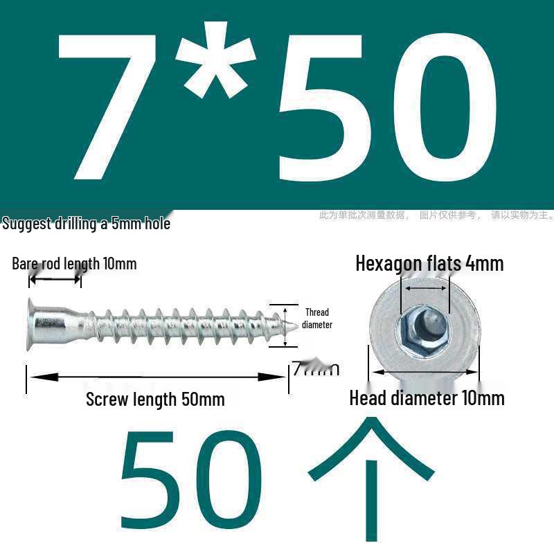 Hex Socket Phillips Countersunk Wood Screws for Furniture & Cabinet, Self-Tapping, M5/M6/M7