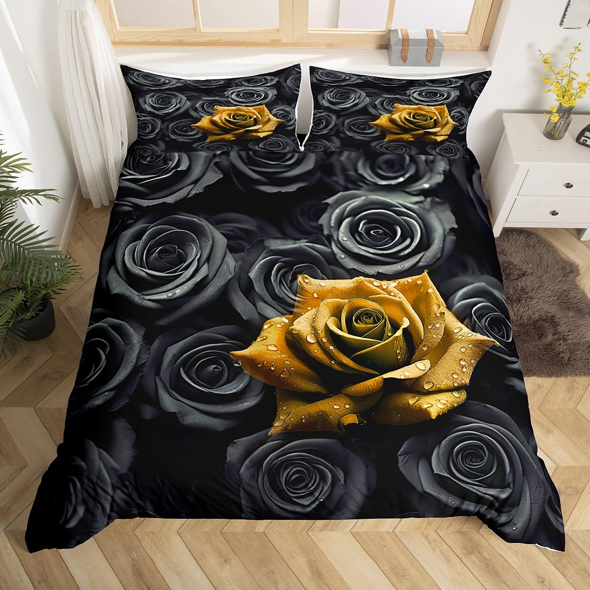 

Rose Duvet Cover Romantic Floral Bedding Set Twin Queen King Valentine S Day Comforter Cover Gift For Women Couple Girlfriend EU Single(135*200cm)3pcs