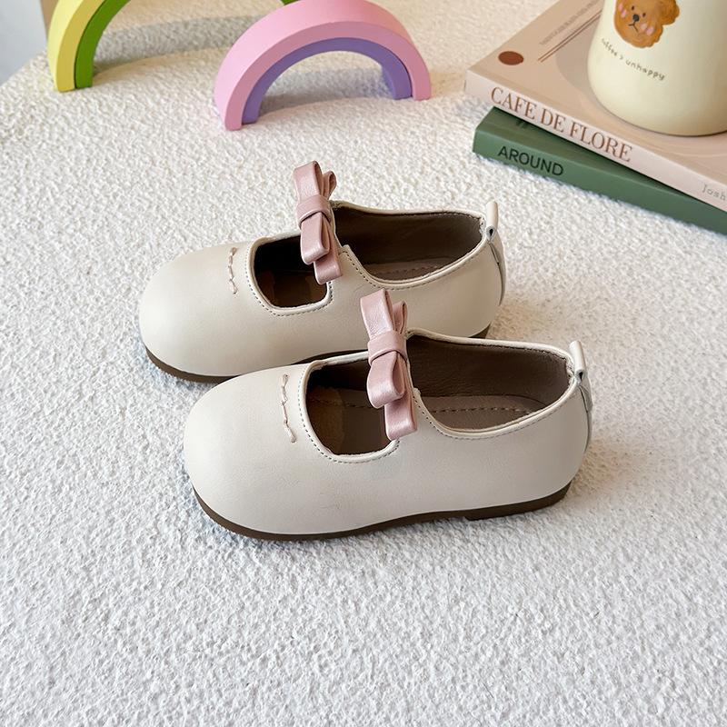 

Весенние стильные туфли принцессы для девочек, детские кожаные туфли с бантиком на мягкой подошве 31 бежевый
