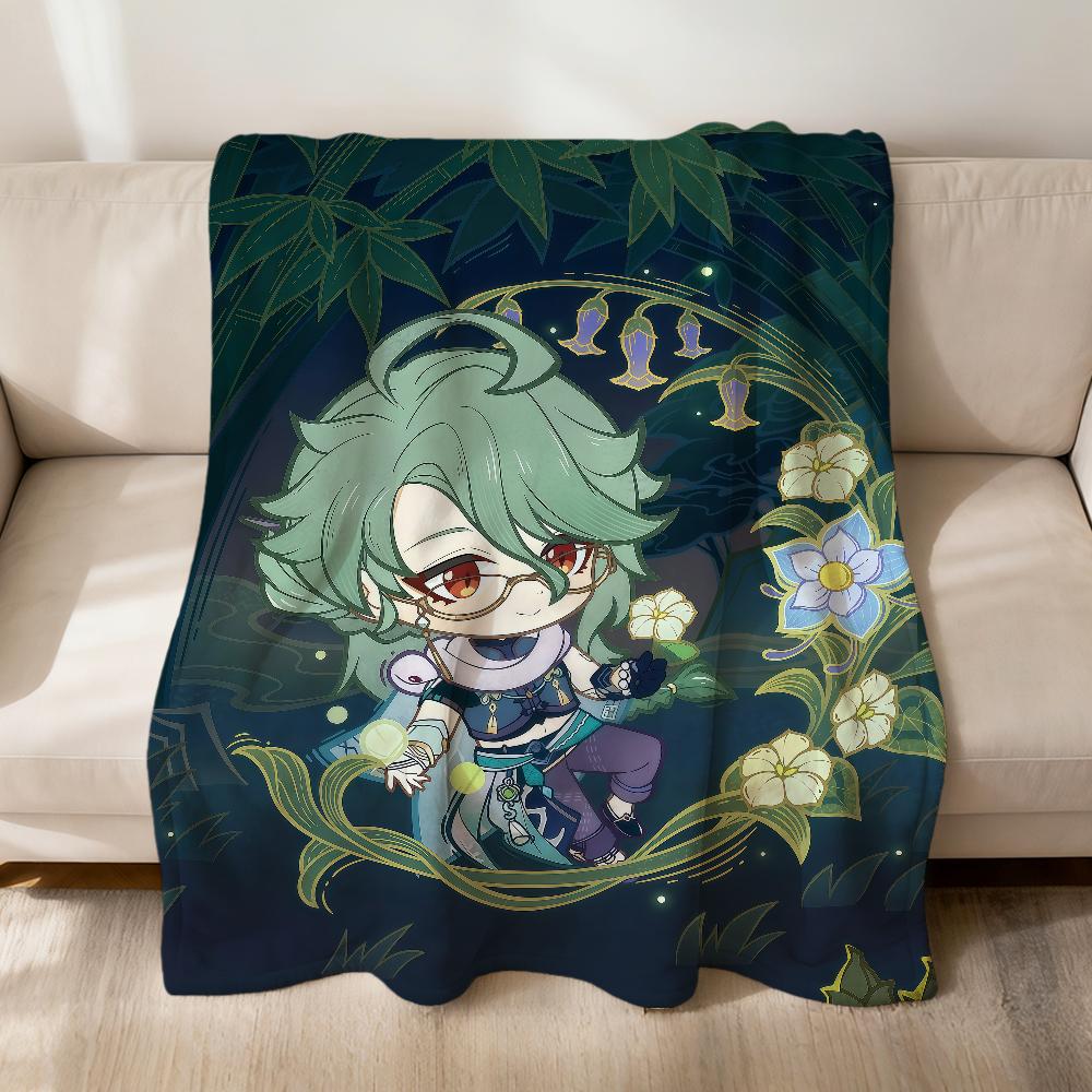 Game Lumine Genshin Impact Diluc Chibi Flannel Soft Warm Plush Blanket Sofa Living Room Pet Hogar Bedroom Gift Home Car Portable