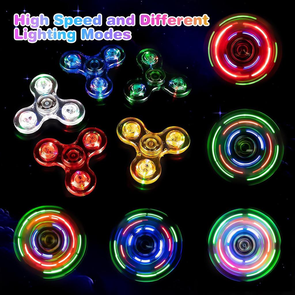 Rozsviťte Fidget Spinner Svítí ve tmě LED Prstová hračka Úleva od stresu Senzorická hračka pro Dárky na párty Školní ceny Výplň do tašky