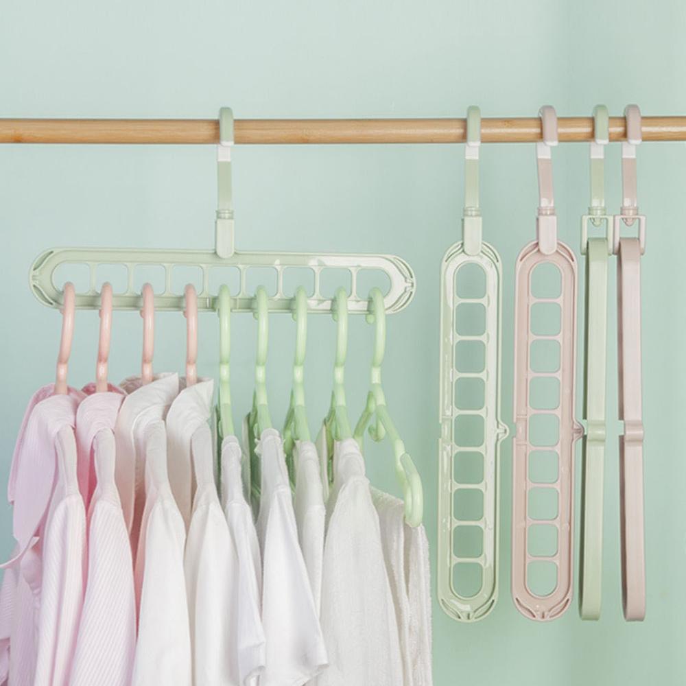 5PCS/10PCS Multi-Functional Nine-Hole Clothes Hanger For Home Storage Closet - Convenient For Folding And Rotating