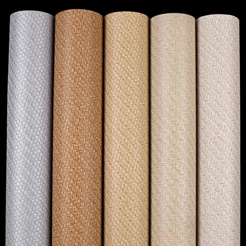 PVC Wallpaper Solid Color Plain Linen Patterned Imitation Straw Woven Wallpaper for Non Self-adhesive waterproof minimalist