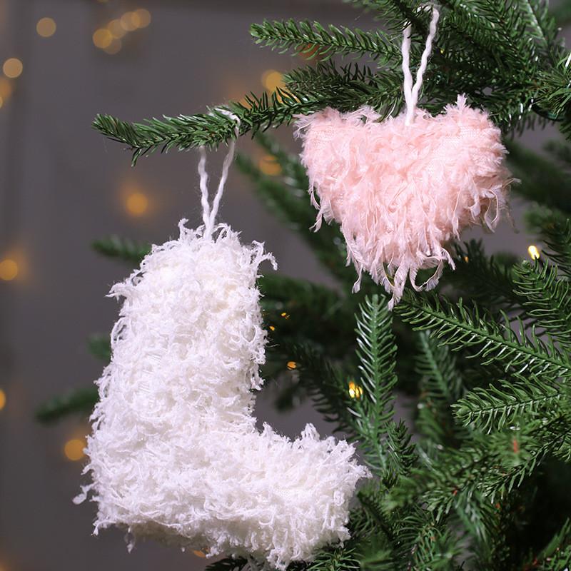 Creative Christmas Tree Socks Heart Shaped Feather Pendant Christmas Decoration For Festive Tree Decor