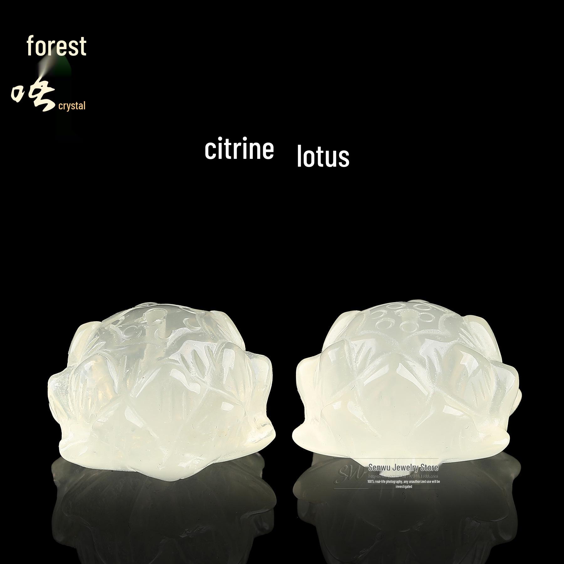 Sen Wu Jewelry Natural Citrine Lotus Carving DIY Accessories 18mm x 18mm x 11.5mm