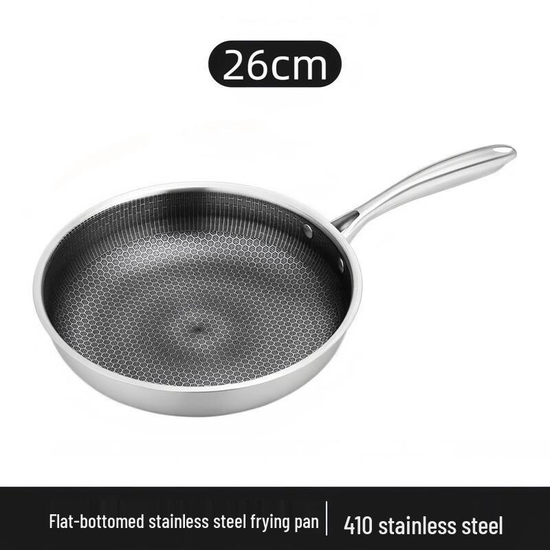 ZISIZ 26cm Stainless Steel Honeycomb Non-Stick Frying Pan