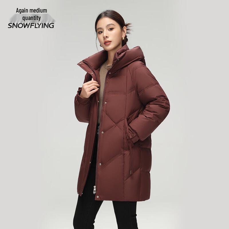 Xuezhongfei Women's Mid-Length Hooded Down Jacket