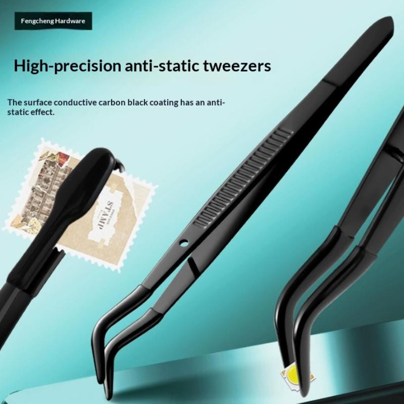 2/3/5Pcs Tweezers With Rubber Tips Stamp Clip False Eyelash Tweezers Rubber Pvc Flat Tip Bent Tip Tweezers Clamping Tool
