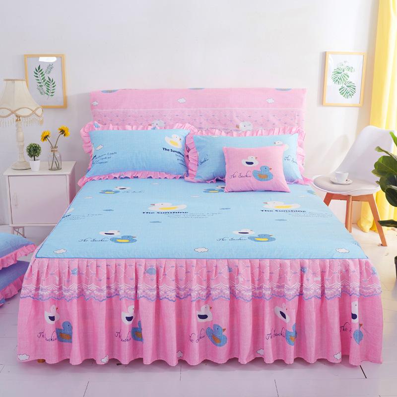 Fashion Lace Bedspread Soft Sanding Bed Skirt Queen Twin King Size Fitted Sheet Double Layer Ruffle
