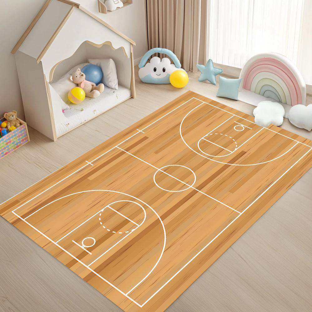 

Sports Theme Play Rug – Racing Track, Basketball & Soccer Field Design for Kids’ Bedroom or Playroom, Non-Slip 40x60cm