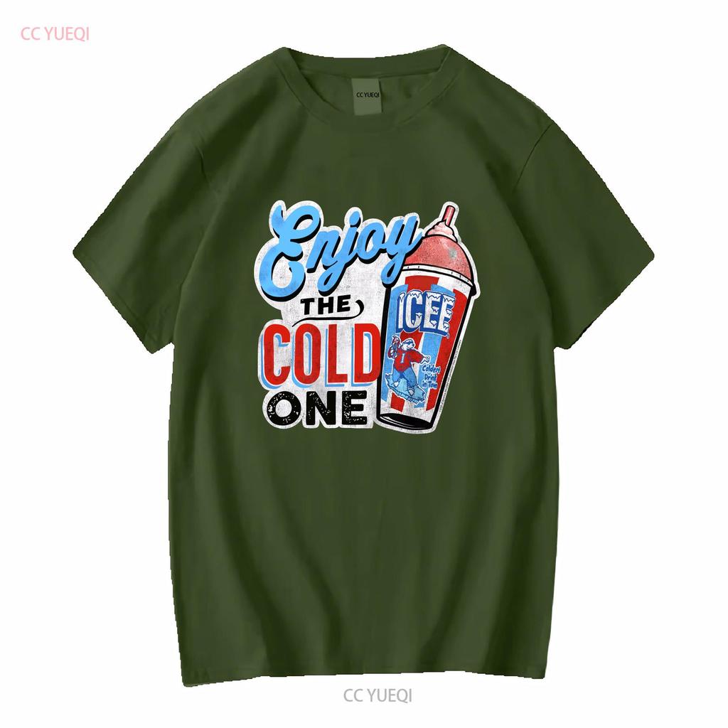 Lizenziertes Genießen Sie das Kalte Icee Slushie Erwachsenen Rundhals T-Shirt lang- oder kurzärmelig Vintage Gewaschene Mode Weich Vielseitig