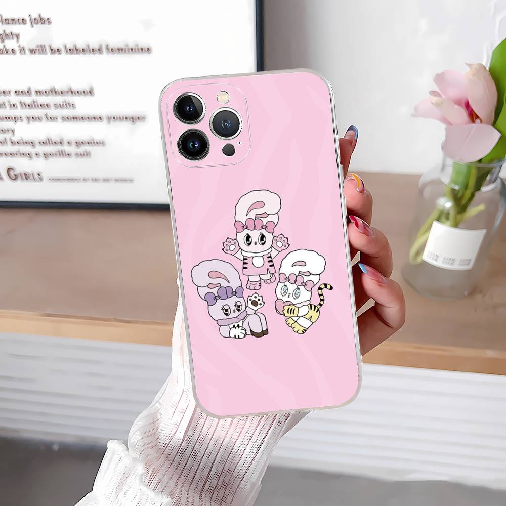 Lovely Cartoon Esthers Bunny For iPhone 11 12 13 14 15 16 17 Pro Max Plus Air Transparent Clear Shockproof Case