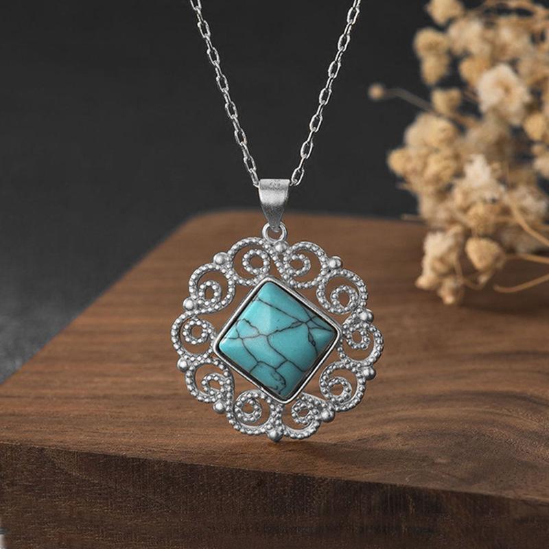 Hot Sale Super Good Looking Turquoise Earrings Retro Creative Personality Alloy Textured Bohemian Earrings