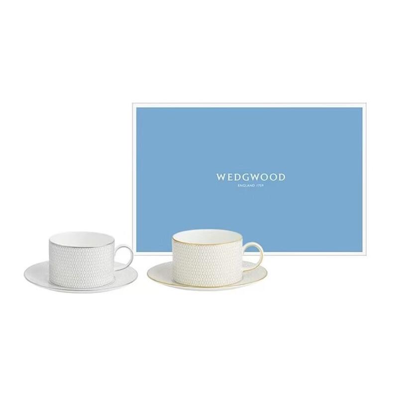 

Wedgwood White Gold & Gold Geometric Bone China Teacup Set